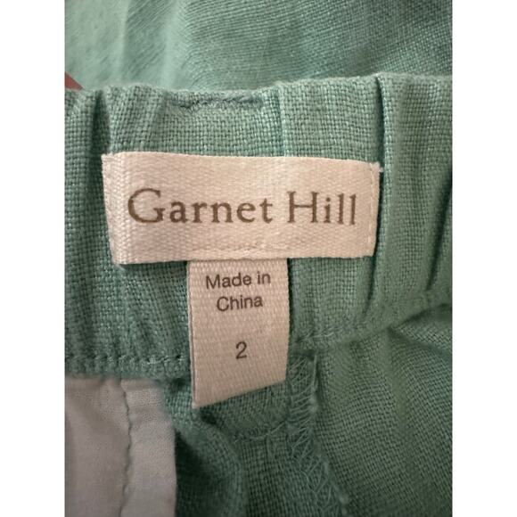 Garnet Hill | Linen Trouser Shorts in Pale Cyan | Size 2 - Picture 7 of 11